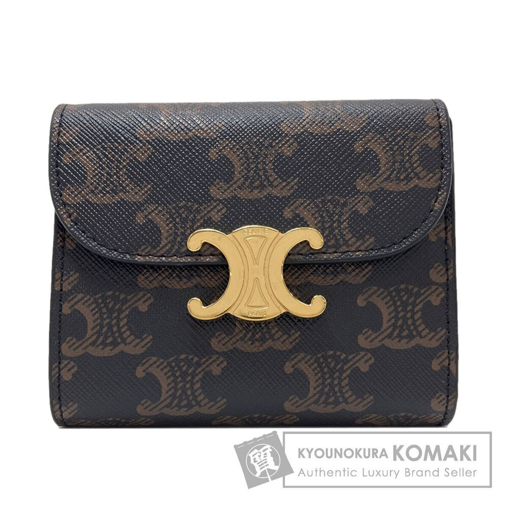 Celine Triomphe Bi fold Wallet coin purse Leather